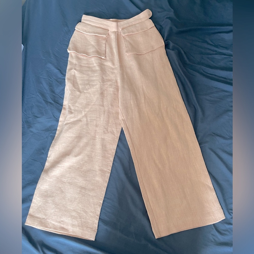 NWOT Samantha Pleet Fetching Pants in Rose. Linen, high waisted, pocket detail